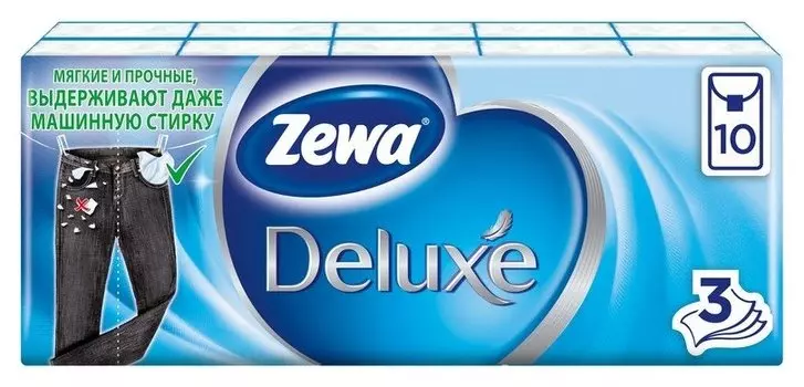 Платки носовые Zewa Deluxe 3сл 51174 бел 10штх10