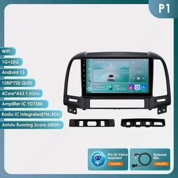 Автомобильный радиоприемник Hizpo, мультимедийный плеер 2 Din для Hyundai Santa Fe 2 2006-2012, Android 12, экран Carplay, 9 дюймов, GPS Navi, RDS, стерео, 4G DSP, Bluetooth, авторадио HC1 4Core 1G 32G