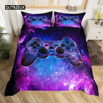Комплект постельного белья Game Duvet Cover Set Game Contoller для детей, мальчиков, подростков, игровой комплект постельного белья Double Queen King Size из полиэстера EU single(135x200cm)