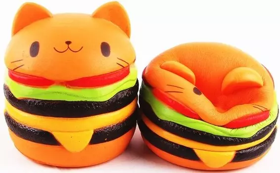 Игрушка-антистресс - М-м-мняшка Squishy - кошка-бургер, 10 см