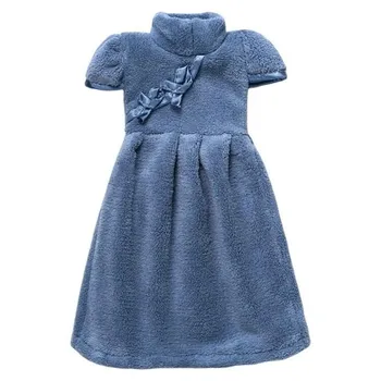 Подвесное полотенце для рук с толстой вешалкой Cheongsam коралловой формы, мягкий флис, супер впитывающий материал для ванной комнаты темно-розовый