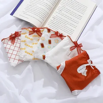 Женское хлопковое нижнее белье, женское осенне-зимнее Оригинальное японское милое нижнее белье для девочек, хлопковые антибактериальные Трусы средней посадки