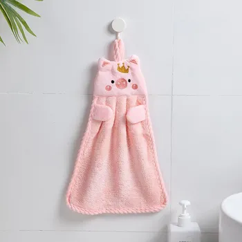 Полотенце для рук из кораллового флиса с мультяшным животным синий