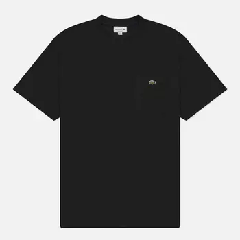 Мужская футболка Lacoste Embroidered Crocodile Pocket, цвет чёрный, размер XL