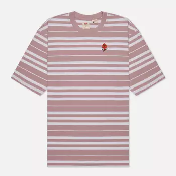 Мужская футболка Levi's Stay Loose Backyard Stripe, цвет розовый, размер L