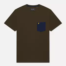 Мужская футболка Lyle &amp; Scott Contrast Pocket, цвет оливковый, размер XXS