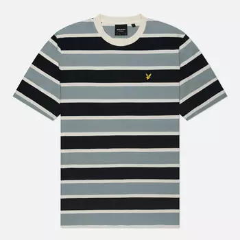 Мужская футболка Lyle & Scott Stripe Relaxed Fit, цвет голубой, размер XXL