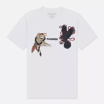 Мужская футболка maharishi Black Crow White Heron, цвет белый, размер L