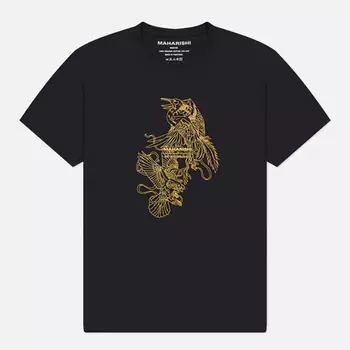Мужская футболка maharishi Crow & Heron Miltype, цвет чёрный, размер XL