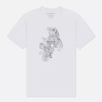 Мужская футболка maharishi Crow & Heron Miltype, цвет белый, размер XL