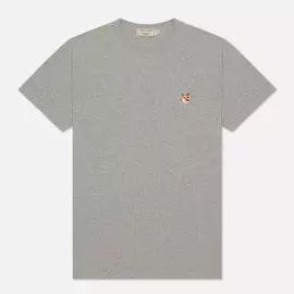 Мужская футболка Maison Kitsune Fox Head Patch, цвет серый, размер S