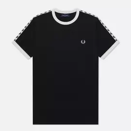 Мужская футболка Fred Perry Taped Ringer, цвет чёрный, размер M