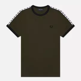 Мужская футболка Fred Perry Taped Ringer, цвет оливковый, размер XXL