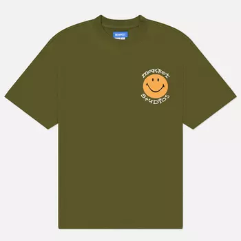 Мужская футболка MARKET Smiley Arc, цвет оливковый, размер L