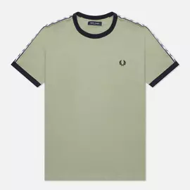 Мужская футболка Fred Perry Taped Ringer, цвет зелёный, размер M