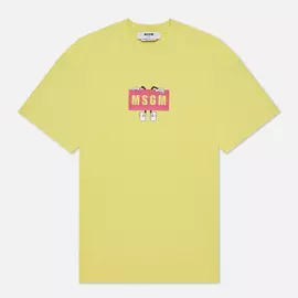 Мужская футболка MSGM Box Comics Crew Neck, цвет жёлтый, размер S