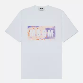 Мужская футболка MSGM Box Logo Dripping Regular, цвет белый, размер XL
