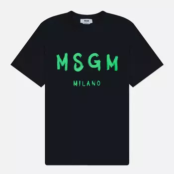 Мужская футболка MSGM Brush Stroke Logo, цвет чёрный, размер XL