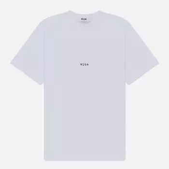 Мужская футболка MSGM Brush Stroke Micrologo Print Regular, цвет белый, размер XL