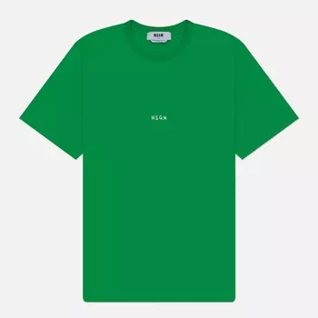 Мужская футболка MSGM Brush Stroke Micrologo Print Regular, цвет зелёный, размер L