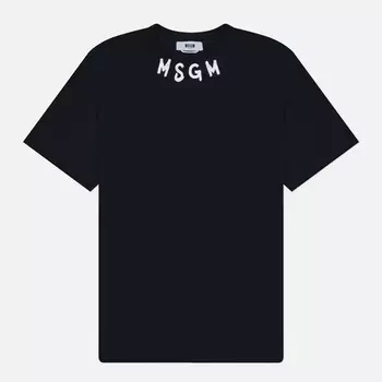 Мужская футболка MSGM Collar Brush Stroke Print, цвет чёрный, размер XL