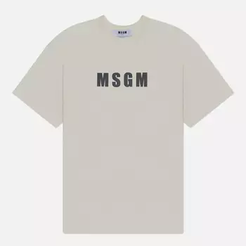Мужская футболка MSGM Macrologo Print, цвет бежевый, размер XL
