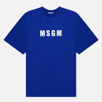 Мужская футболка MSGM Macrologo Print, цвет синий, размер S