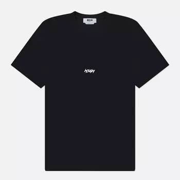 Мужская футболка MSGM Micro Racing Brush Stroke Print, цвет чёрный, размер L