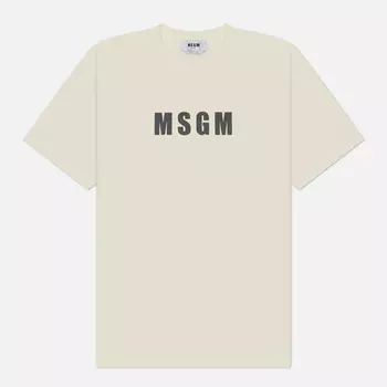 Мужская футболка MSGM MSGM Macrologo Print, цвет бежевый, размер S