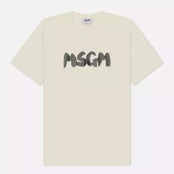 Мужская футболка MSGM New Brush Sroke Logo, цвет бежевый, размер XL