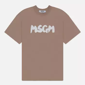 Мужская футболка MSGM New Brush Stroke, цвет бежевый, размер L