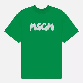 Мужская футболка MSGM New Brush Stroke, цвет зелёный, размер XL