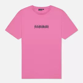 Мужская футболка Napapijri Box Logo, цвет розовый, размер XL