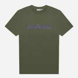 Мужская футболка Napapijri Serber Print, цвет зелёный, размер XXL