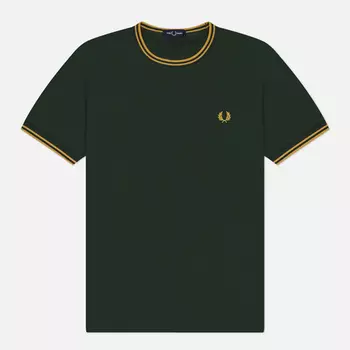 Мужская футболка Fred Perry Twin Tipped, цвет зелёный, размер XXL