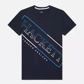 Мужская футболка Hackett Diagonal Logo Print, цвет синий, размер XL