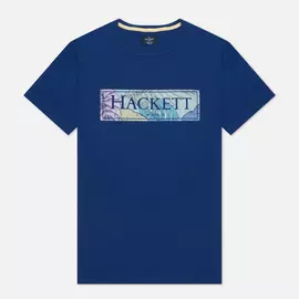 Мужская футболка Hackett Floral Logo Print, цвет синий, размер M