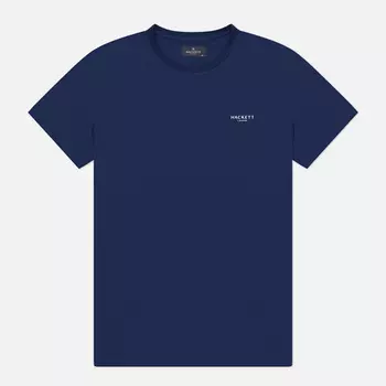 Мужская футболка Hackett Logo Mini Rib Collor, цвет синий, размер M