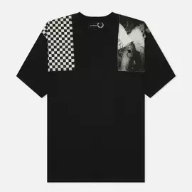 Мужская футболка Fred Perry x Raf Simons Oversized Printed Patch, цвет чёрный, размер XL