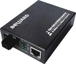 Медиа-конвертер Beward STM-206A25 Передача по оптоволокну до 25 км, 1310Tx/1550Rx (тип А), SM, MM, питание 12В/1A, металл