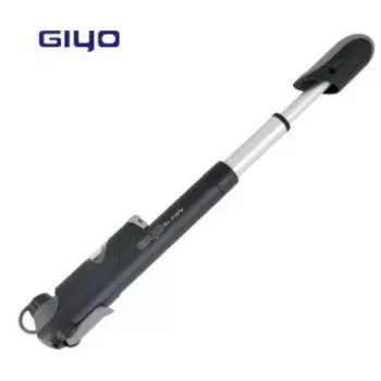 Насос для велосипеда Giyo с манометром, компактный алюминиевый телескопический, 7 атм/100psi, клапан реверсивный, GP-61S