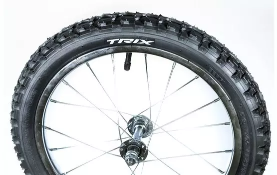 Колесо переднее TRIX 16" в сборе, стальной хромированный обод, передняя втулка, камера, покрышка Compass, 16-F-STEEL