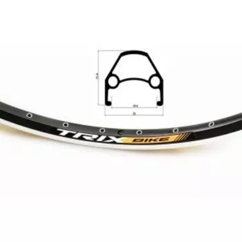 Колесо переднее 26" TRIX, алюминиевый, двойной, 36H, фрезерованный, 559х19,4/25х21,4мм, A/V, черный, D23-26-black-1320