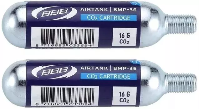 Картридж для велонасоса BBB Co2 AirTanks 16 gram ( 2 pcs) черный, BMP-35