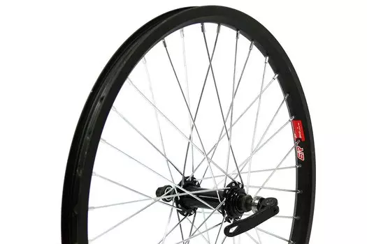 Колесо велосипедное переднее, 20", BMX, обод MX-25, алюминиевый сплав, втулка KT-135F, ось 12мм, черный