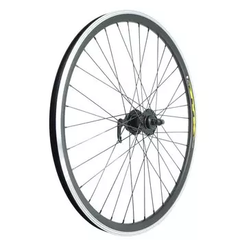 Колесо велосипедное переднее TBS, 26", Full Black, обод двойной, втулка сталь, под диск 6 отверстий, ZVO20608