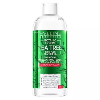 Мицеллярная вода EVELINE BOTANIC EXPERT TEA TREE 3 в 1 антибактериальная очищающая 400 мл