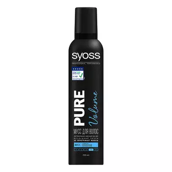 Мусс для укладки волос SYOSS PURE без отдушек и силиконов сверхсильной фиксации 250 мл