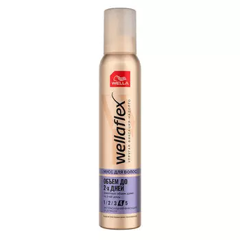 Мусс для укладки волос WELLA WELLAFLEX ОБЪЕМ ДО 2-Х ДНЕЙ экстрасильной фиксации 200 мл