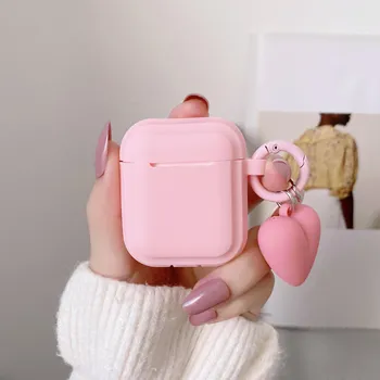 Для airpods pro/airpods 2 чехол милый фиолетовый однотонный чехол для наушников с цепочкой airpods силиконовый чехол с героями мультфильмов airpods 3 сумки AirPods or AirPods2 зелёный